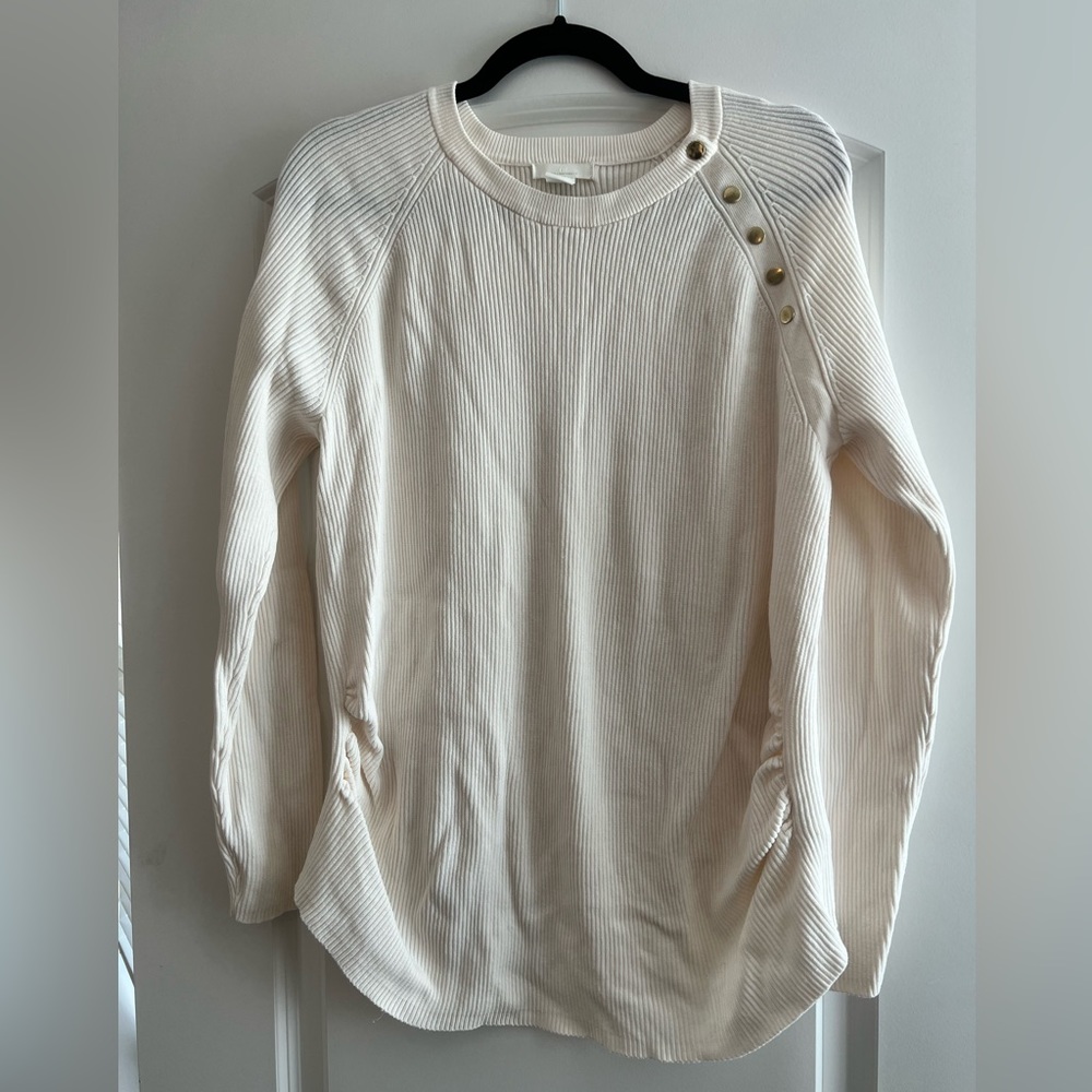 Cream Mama Maternity by H&M sweater with gold buttons on shoulder